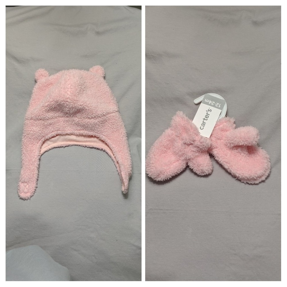 Carter's Sherpa Hat and Mitten Set 12-24M